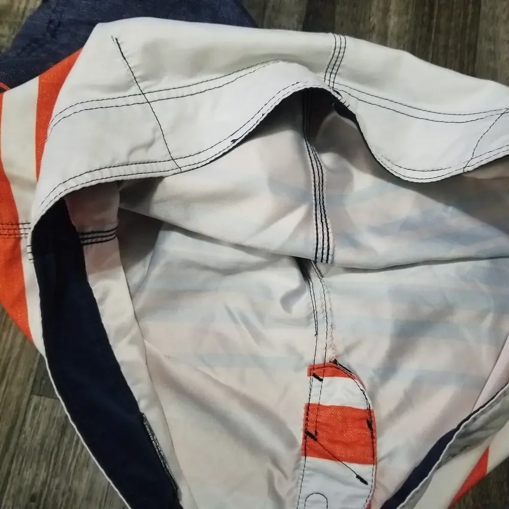 O'Neill Swim Shorts Mens 34 Fishing Board Shorts Logo Blue/Orange‎